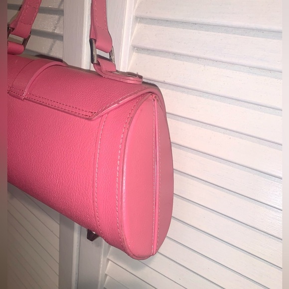 Rowallan Pink Shoulder Bag with Flap Closure and Metal Accents - Picture 3 of 9